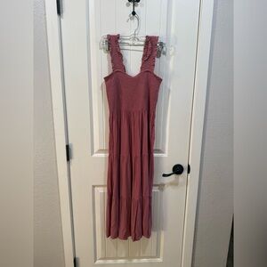 Aerie Red Sleeveless Scoop Neck Maxi Sundress